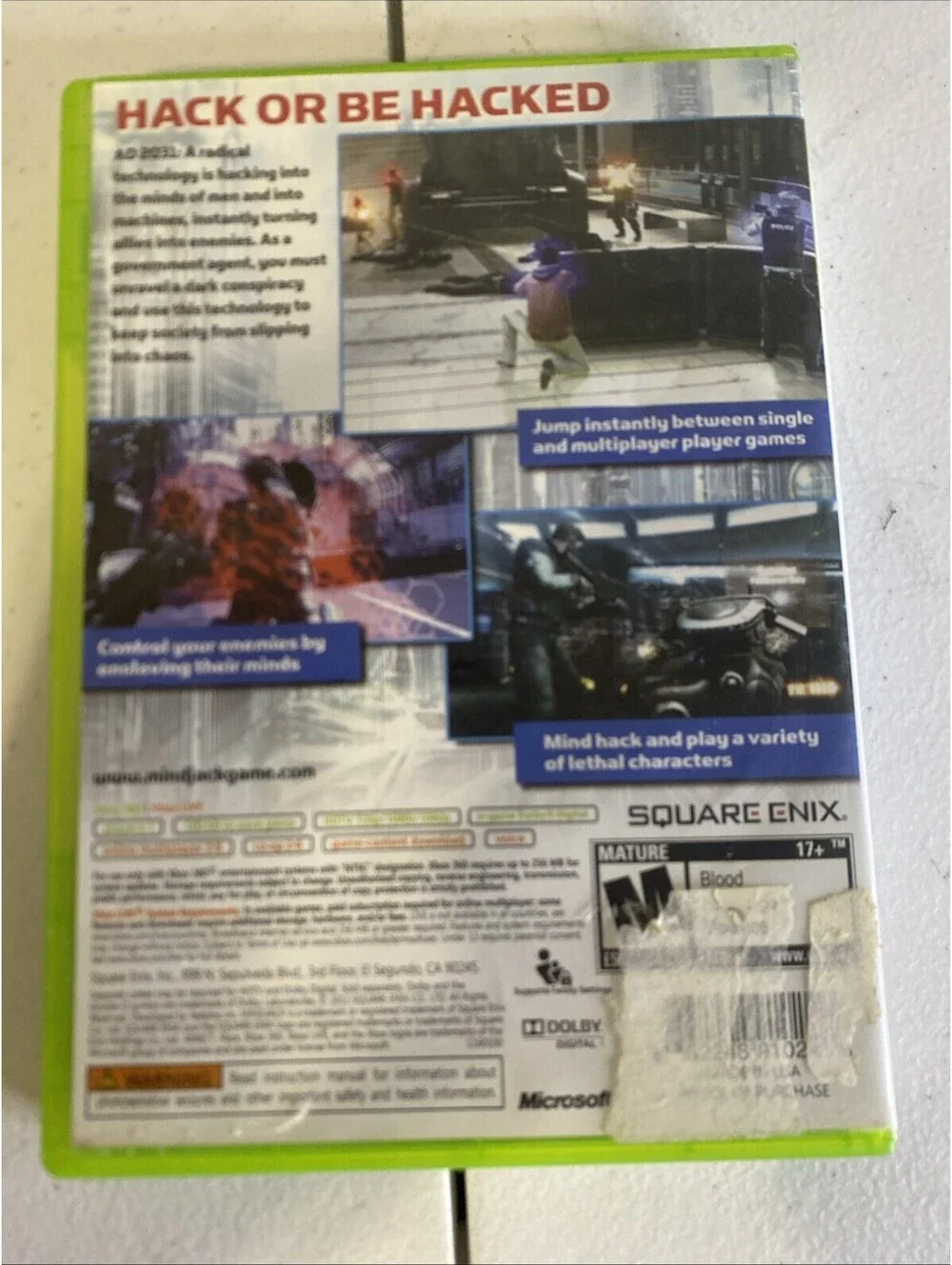 MindJack (Microsoft Xbox 360, 2011) w/Manual Tested Working